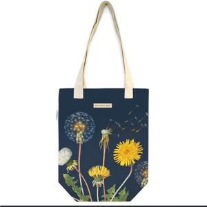 Cavallini & Co. Vintage Print Dandelion Navy Blue and Cream Canvas Tote Bag